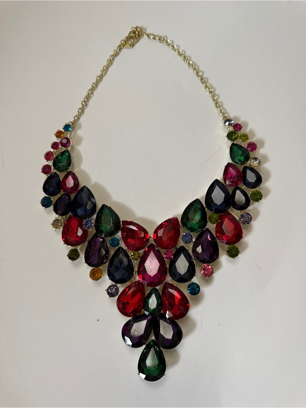 Christina Collection Jewel Tone Statement Bib Necklace